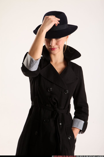 Woman Adult Athletic White Neutral Standing poses Coat