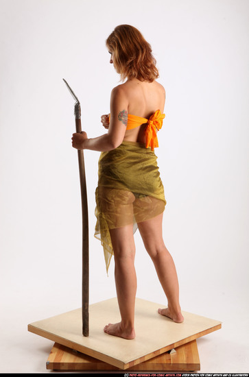 Woman Adult Athletic White Fighting with spear Standing poses Army