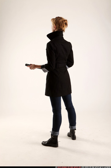 Woman Adult Athletic White Holding Standing poses Coat