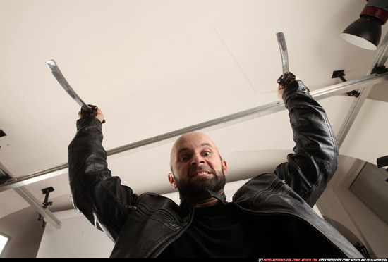 Man Adult Athletic White Fighting with sword Standing poses Casual