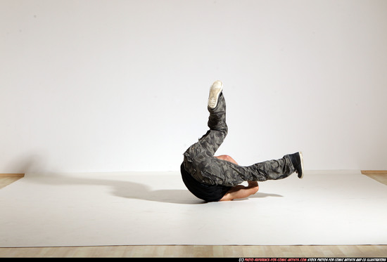 Man Adult Athletic White Fighting with gun Moving poses Army