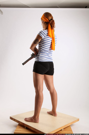 Woman Adult Athletic White Fighting with gun Standing poses Army