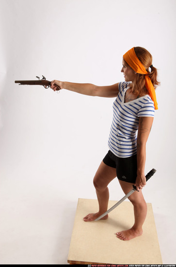 Woman Adult Athletic White Fighting with gun Standing poses Army