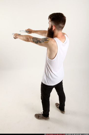 Man Adult Athletic White Fighting with gun Standing poses Casual