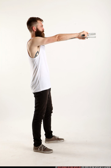 Man Adult Athletic White Fighting with gun Standing poses Casual