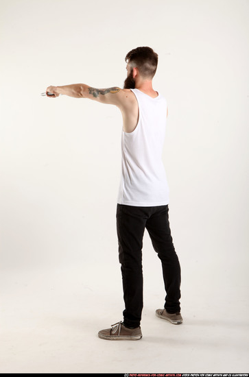 Man Adult Athletic White Fighting with gun Standing poses Casual