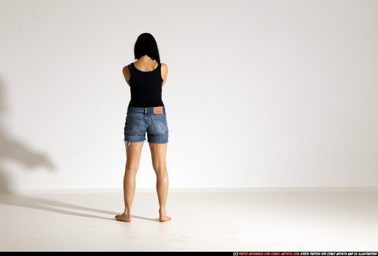 Woman Young Athletic White Fighting with gun Moving poses Casual