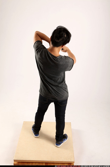 Man Young Athletic Fighting with knife Standing poses Casual Asian