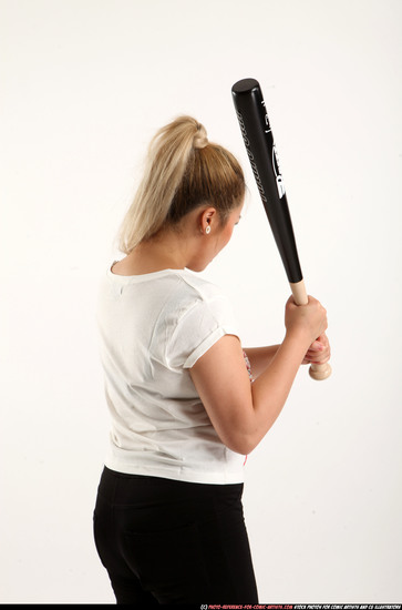 Woman Young Average Standing poses Casual Asian Fighting with bat