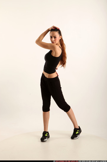 Woman Young Athletic White Moving poses Sportswear Dance