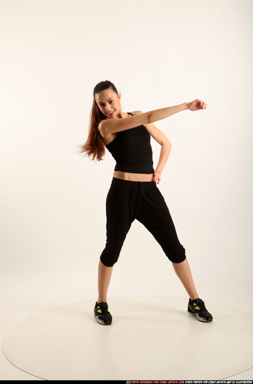 Woman Young Athletic White Moving poses Sportswear Dance