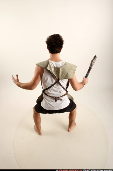 Man Adult Athletic White Fighting with sword Standing poses Army