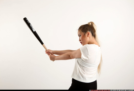 Woman Young Average Standing poses Casual Asian Fighting with bat