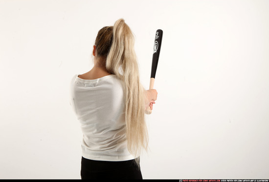 Woman Young Average Standing poses Casual Asian Fighting with bat