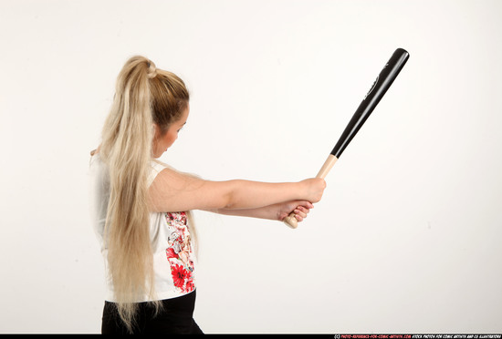 Woman Young Average Standing poses Casual Asian Fighting with bat