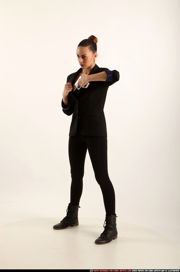 Woman Young Athletic White Fighting with gun Standing poses Business