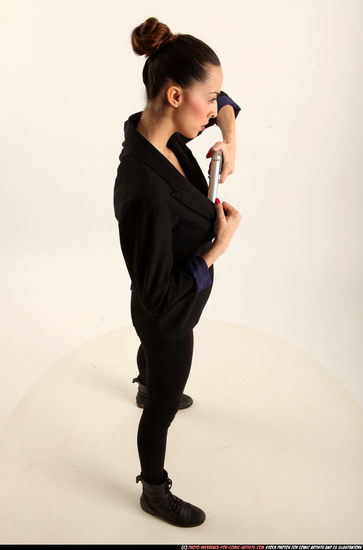 Woman Young Athletic White Fighting with gun Standing poses Business