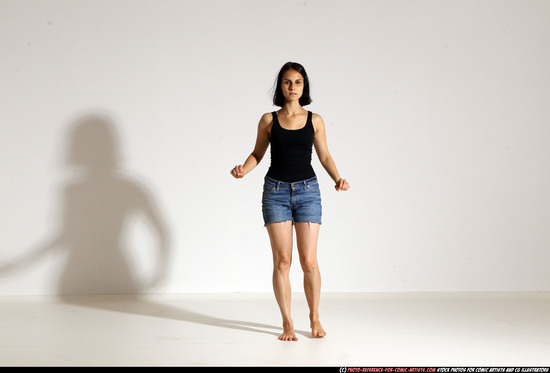 Woman Young Athletic White Magic Moving poses Casual