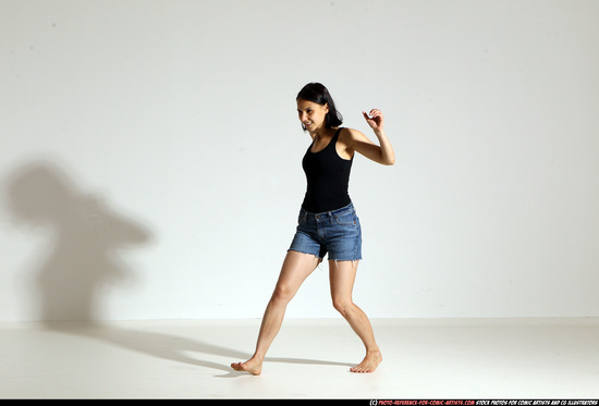 Woman Young Athletic White Magic Moving poses Casual