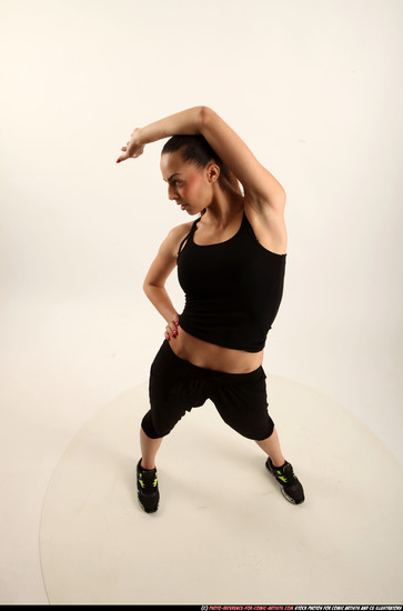 Woman Young Athletic White Moving poses Sportswear Dance