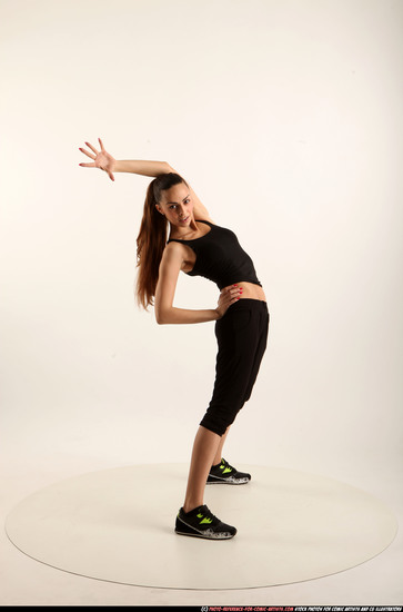 Woman Young Athletic White Moving poses Sportswear Dance