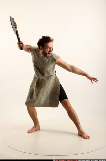 Man Adult Athletic White Fighting with sword Standing poses Army