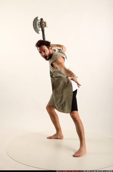 Man Adult Athletic White Fighting with sword Standing poses Army