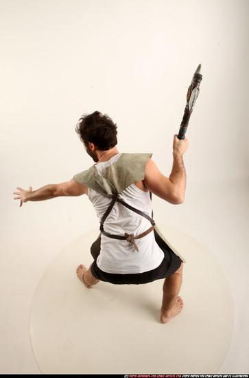 Man Adult Athletic White Fighting with sword Standing poses Army