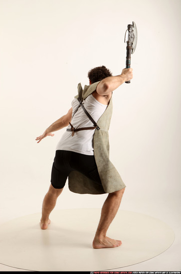 Man Adult Athletic White Fighting with sword Standing poses Army