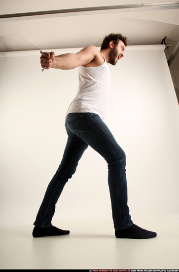 Man Adult Athletic White Fighting without gun Standing poses Casual