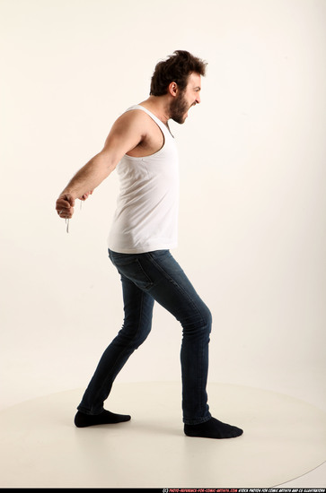 Man Adult Athletic White Fighting without gun Standing poses Casual