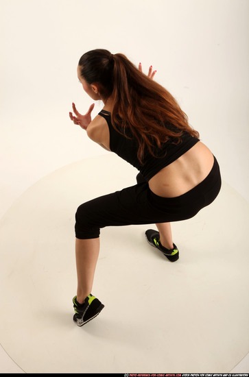 Woman Young Athletic White Moving poses Sportswear Dance