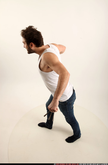 Man Adult Athletic White Fist fight Standing poses Casual