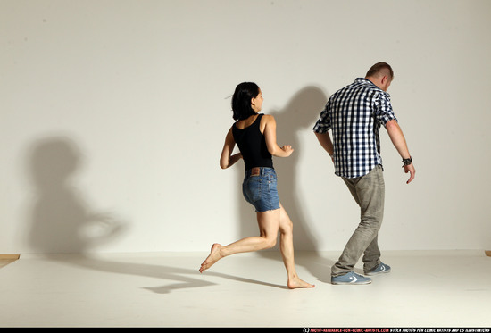 Man & Woman Adult Athletic White Neutral Moving poses Casual