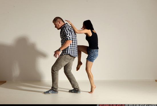 Man & Woman Adult Athletic White Neutral Moving poses Casual