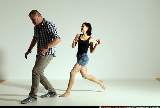 Man & Woman Adult Athletic White Neutral Moving poses Casual