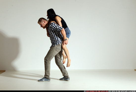 Man & Woman Adult Athletic White Neutral Moving poses Casual