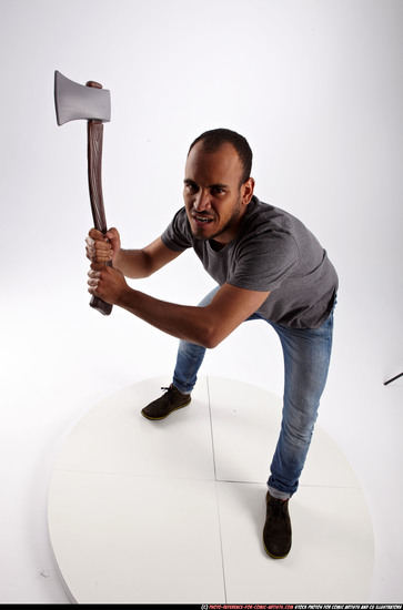 Man Adult Athletic Fighting with sword Standing poses Casual Latino