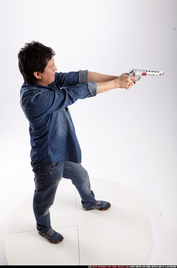 Man Adult Athletic Fighting with gun Standing poses Casual Asian