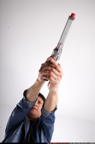 Man Adult Athletic Fighting with gun Standing poses Casual Asian