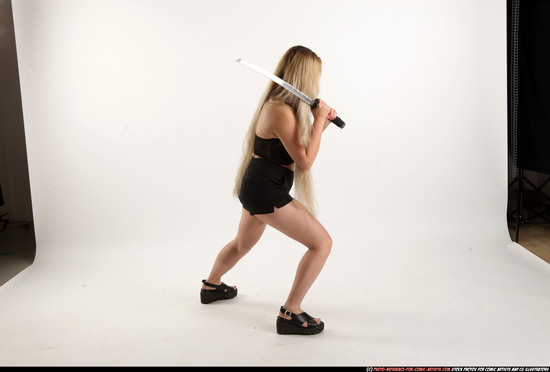 Woman Young Average Fighting with sword Standing poses Casual Asian