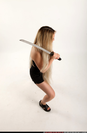 Woman Young Average Fighting with sword Standing poses Casual Asian