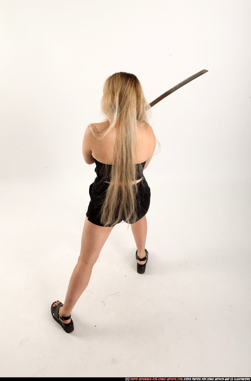 Woman Young Average Fighting with sword Standing poses Casual Asian