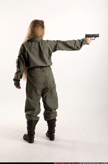 Woman Young Average Fighting with gun Standing poses Army Asian