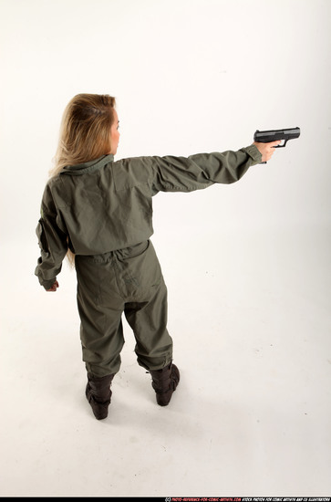 Woman Young Average Fighting with gun Standing poses Army Asian