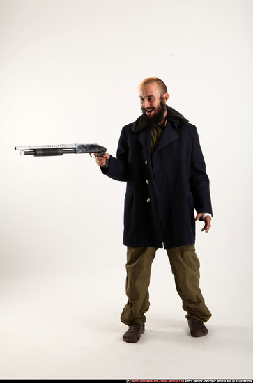 Man Adult Athletic White Standing poses Casual Fighting with shotgun