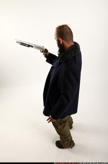 Man Adult Athletic White Standing poses Casual Fighting with shotgun