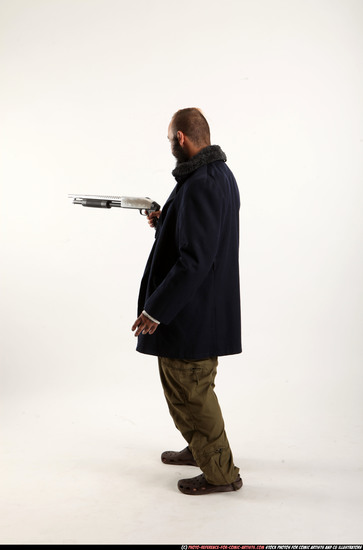 Man Adult Athletic White Standing poses Casual Fighting with shotgun