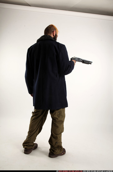 Man Adult Athletic White Standing poses Casual Fighting with shotgun