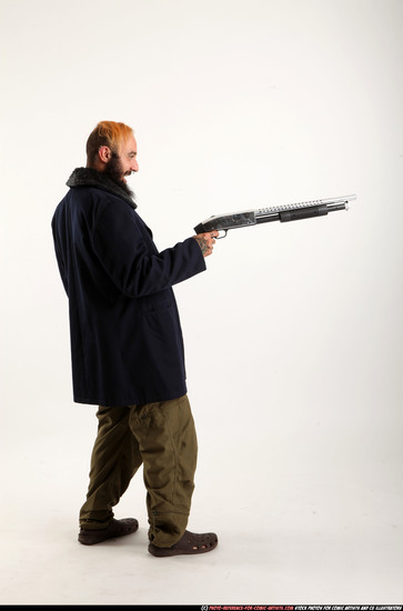 Man Adult Athletic White Standing poses Casual Fighting with shotgun